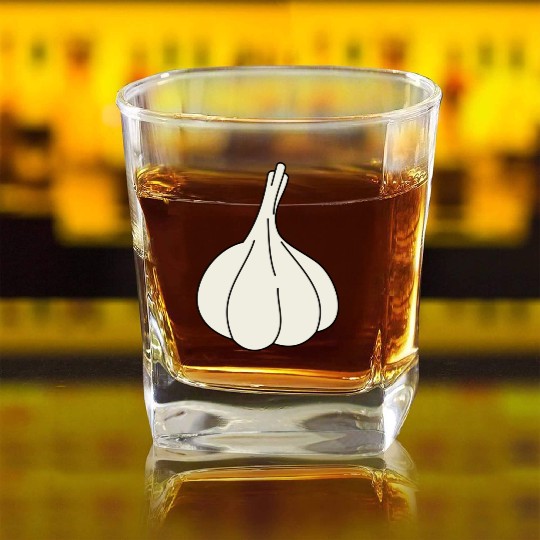 garlic knoblauch veggie vegetable gemuese2 Square Whiskey Glasses