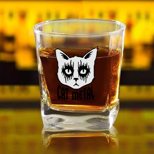 cat metal Square Whiskey Glasses