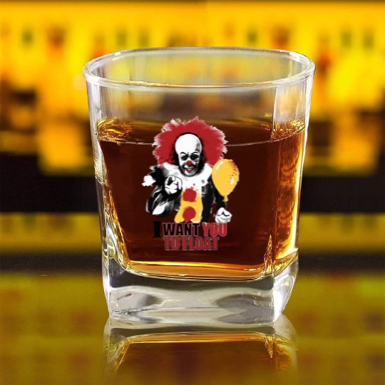 Creepy Pennywise LIGHT Version Art Character Square Whiskey Glasses