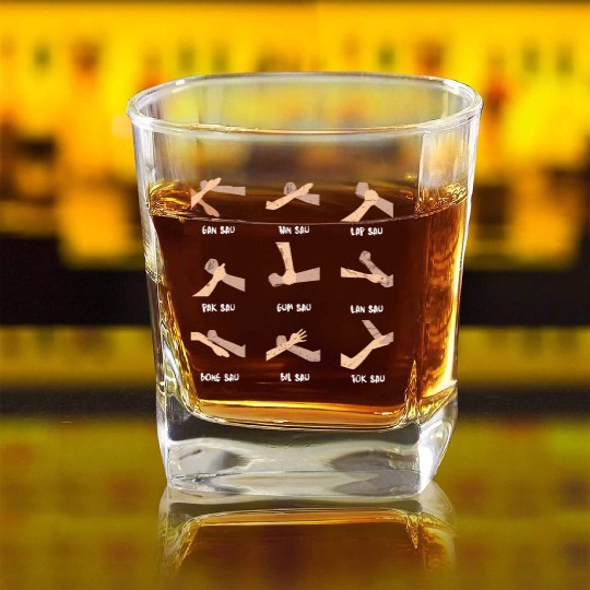 Wing Chun Square Whiskey Glasses Kung Fu Techniques Square Whiskey Glasses