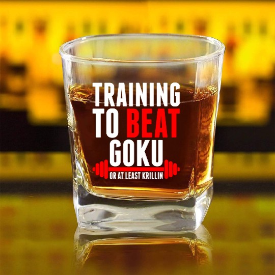 Training To Beat Goku Square Whiskey Glasses