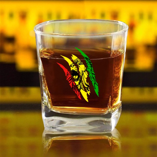 Lion Of Judah - Reggae Music Rastafari Rasta Gift Square Whiskey Glasses