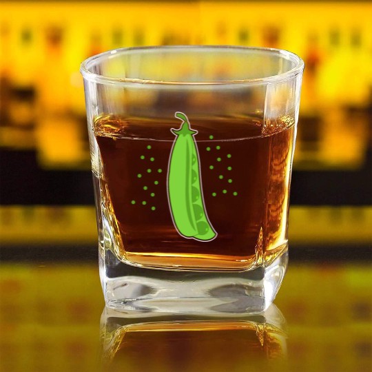 Pea Pod Vegetable Square Whiskey Glasses