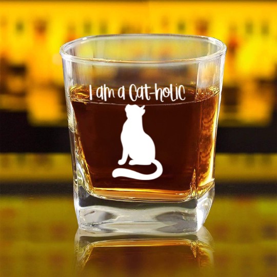 Catholic - Cats - D3 Designs Square Whiskey Glasses