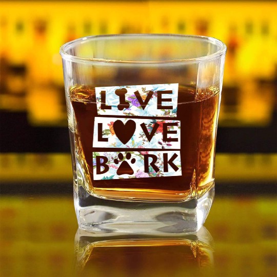 Dog Lovers Live Love Bark Square Whiskey Glasses