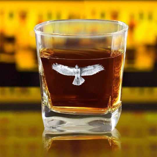 Red-Tailed Hawk Square Whiskey Glasses