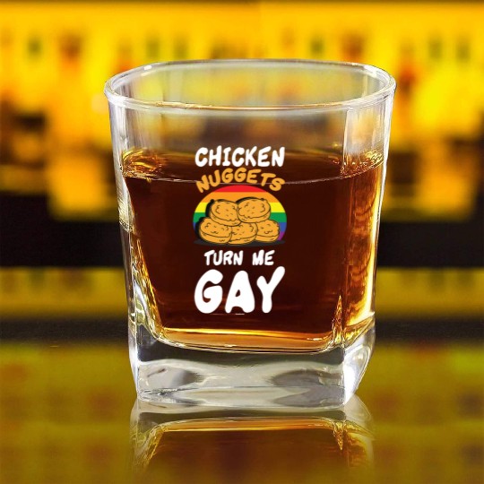 Funny Chicken Nuggets LGBT Square Whiskey Glasses