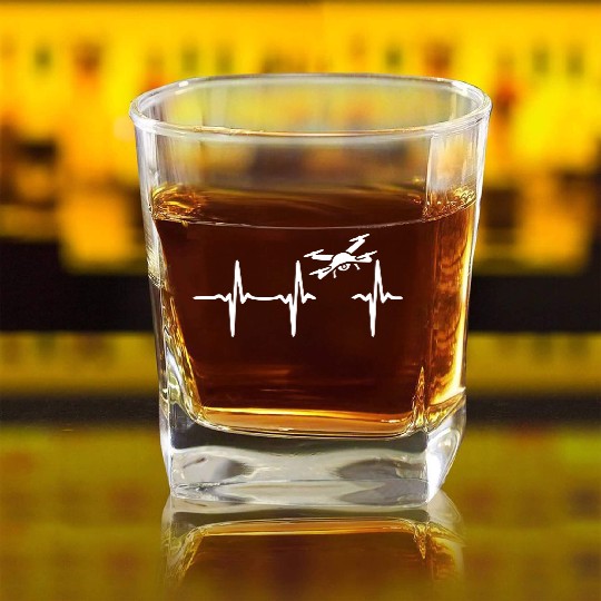 Heart Beat Drone Square Whiskey Glasses