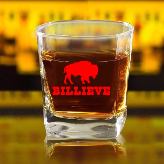 Bills Mafia Billieve - Buffalo Football Square Whiskey Glasses