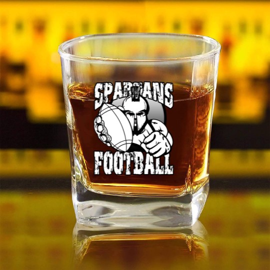 Spartans Football Homecoming Sports School Pride Square Whiskey Glasses