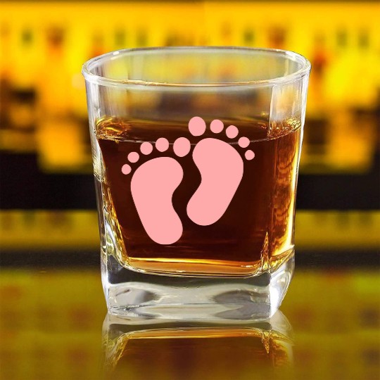 Baby Feet Pastel Pink Pregnancy Maternity Square Whiskey Glasses