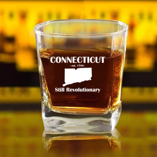 connecticut est 1788 Still Revolutionary Square Whiskey Glasses
