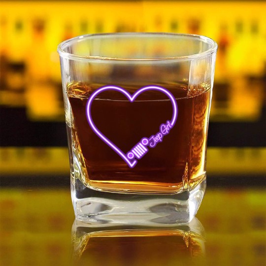 Jeep Love Purple Neon Square Whiskey Glasses