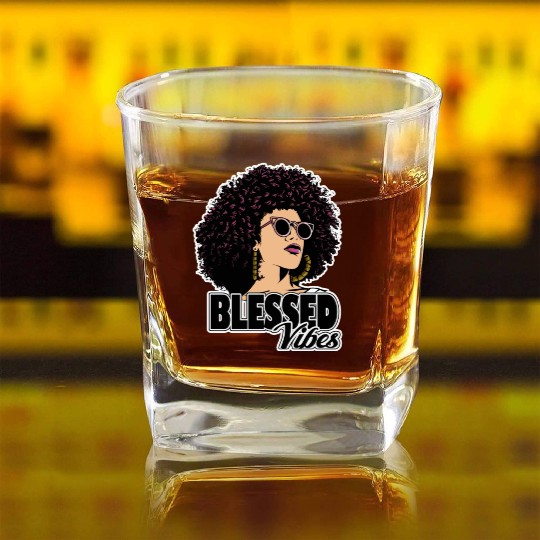 African woman young black portrait female Square Whiskey Glasses