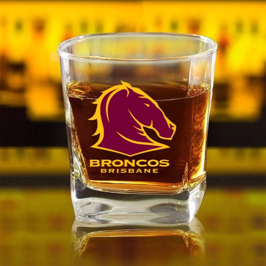 BRISBANE BRONCOS NRL TEAM LOGO PET TANK CAT OR DOG Square Whiskey Glasses