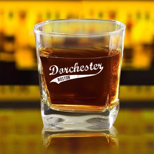 Dorchester Boston Massachusetts Vintage Look Square Whiskey Glasses