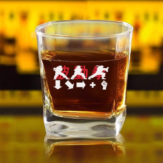 Hadouken Ryu Street Fighter 1 Square Whiskey Glasses