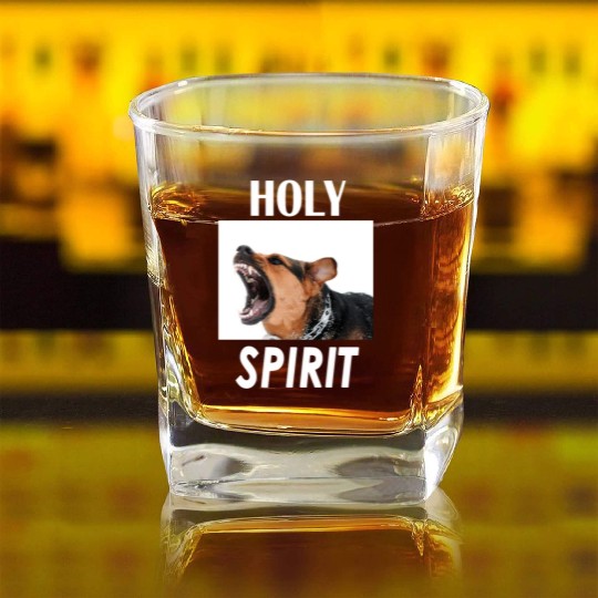 Holy Spirit dog barking Square Whiskey Glasses