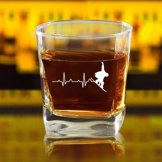 Cool Snowboarder Heartbeat Snowboarding Heart Beat Square Whiskey Glasses