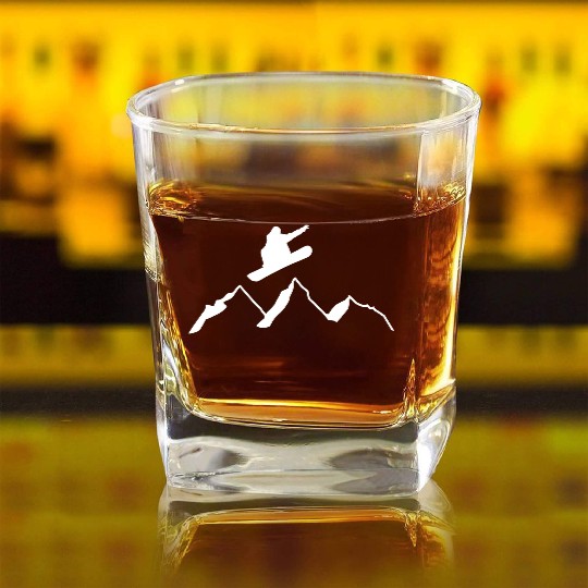 SNOWBOARDING! Square Whiskey Glasses