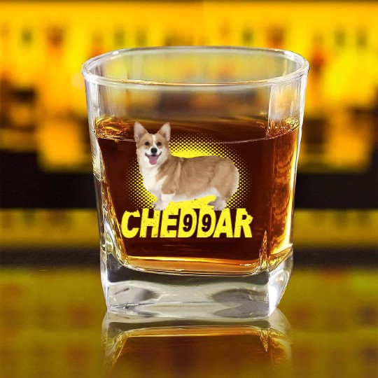 Cheddar Corgi Dog Brooklyn Nine Nine B99 Square Whiskey Glasses