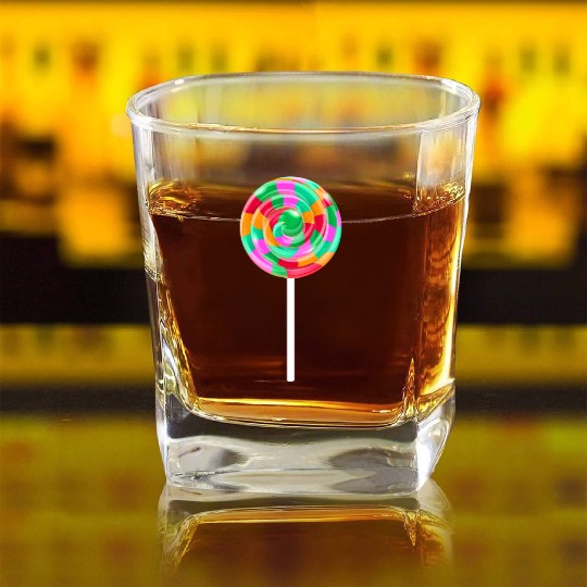 Lollipop Stick Swirl Sweet Candy Square Whiskey Glasses
