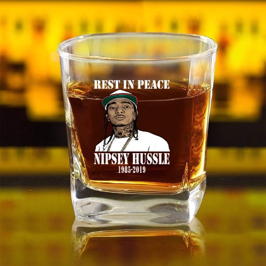 Nipsey Hussle Rest in Peace Square Whiskey Glasses