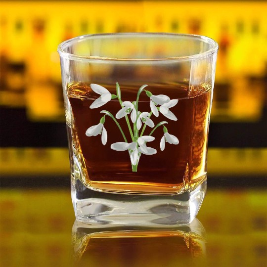 Flower Spring Snowdrop White - Gift Idea Square Whiskey Glasses