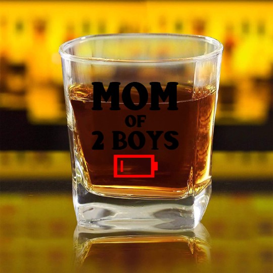 Tired Mom Of 2 Boys Funny Mother Of Two Sons Square Whiskey Glasses