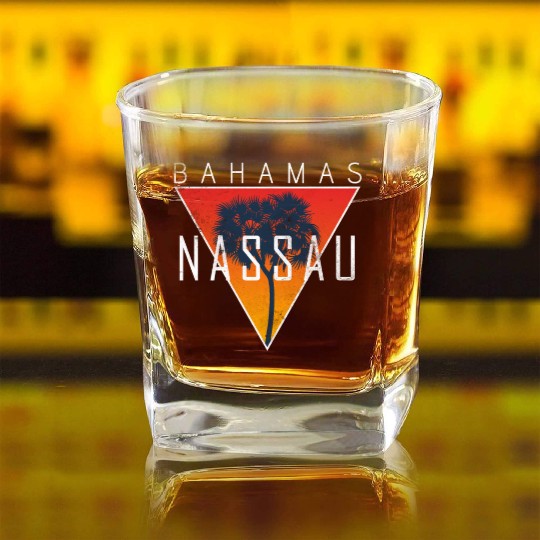 Bahamas Nassau Palms Holiday Square Whiskey Glasses