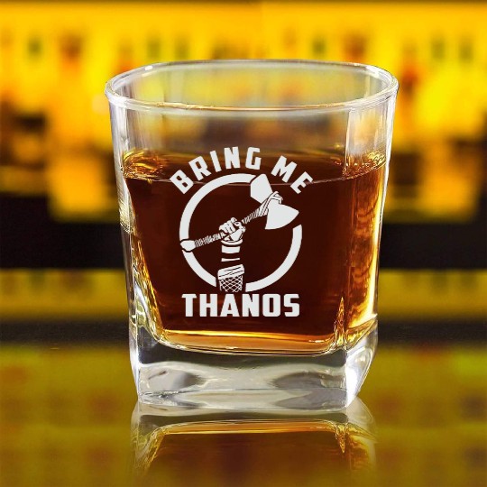 bring me Thanos stormbreaker black and white Square Whiskey Glasses