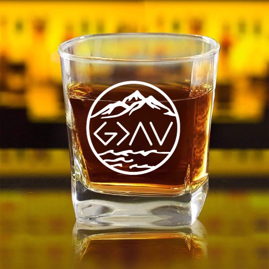 god is greater than highs and lows viking Square Whiskey Glasses