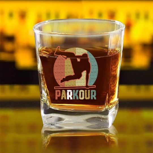 Youth Parkour design for Boys Square Whiskey Glasses