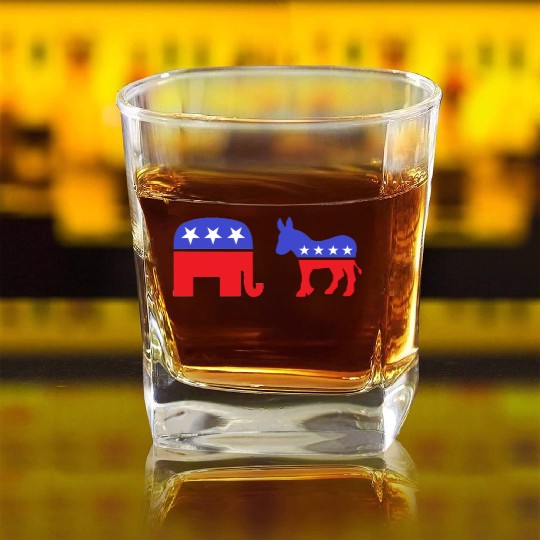 Democrat Republican Square Whiskey Glasses