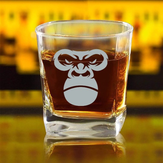 Big Gorilla Face Silverback Monkey Ape Gift Square Whiskey Glasses
