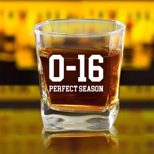 Detroit Lions 0 16 Perfect Season Square Whiskey Glasses