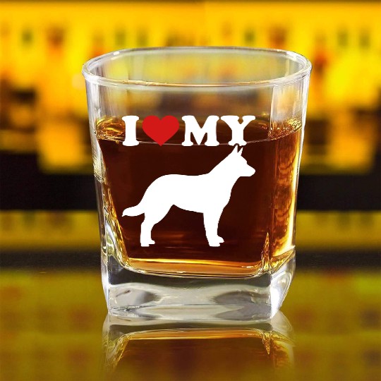 Australian Cattle Dog Square Whiskey Glasses