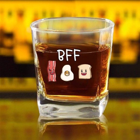 Fried egg bacon and toast best friends forever Square Whiskey Glasses