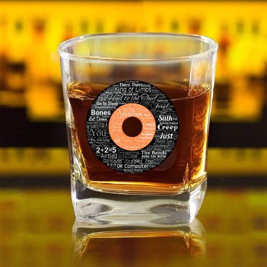 Radiohead Albums and Songs Square Whiskey Glasses
