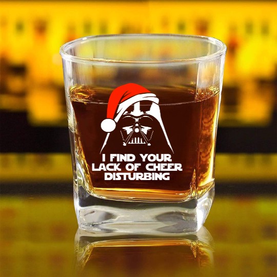 Darth Vader Santa Claus Christmas Sweater Design Square Whiskey Glasses