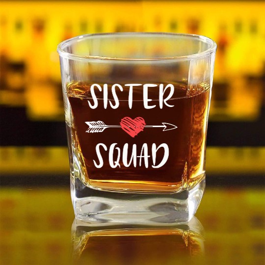 Sister Squad Sisters Forever Gift Idea Christmas Square Whiskey Glasses