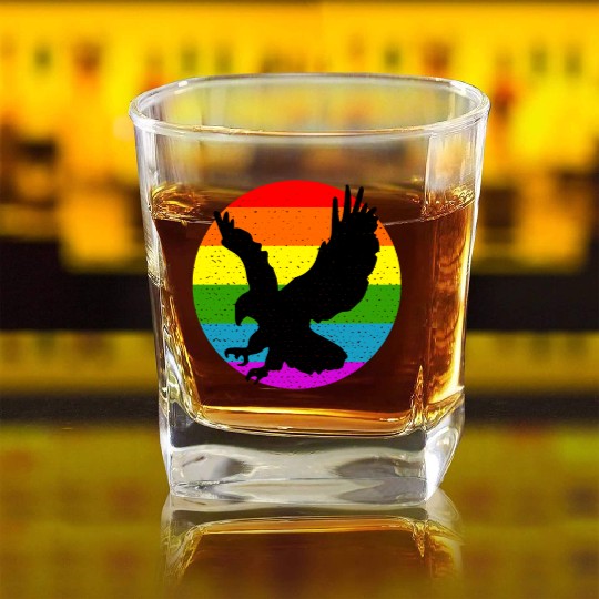 Rainbow Hawk Square Whiskey Glasses