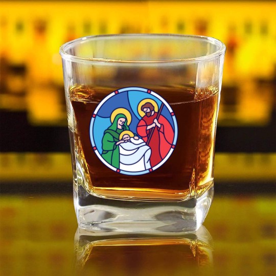 Josef Maria Jesus Jesus birth Bethlehem Christmas Square Whiskey Glasses