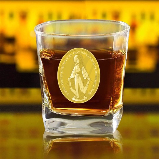 Miraculous medal of virgin mary catholic christian Square Whiskey Glasses