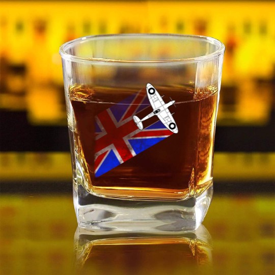Spitfire UK Flag Mk.1 RAF British WWII Square Whiskey Glasses