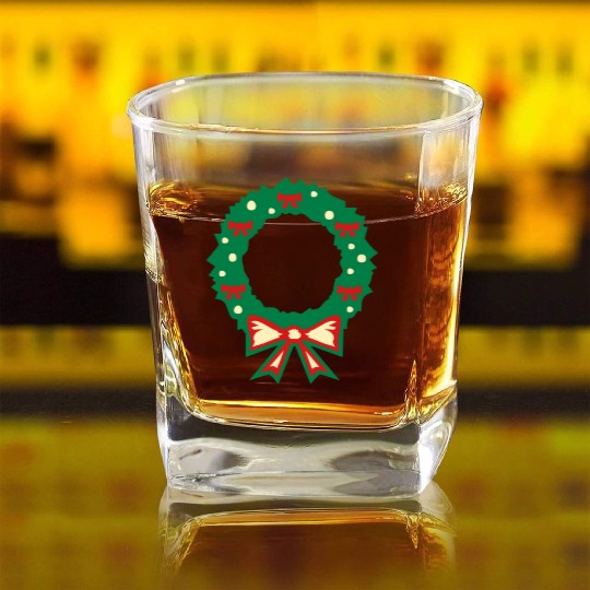 christmas wreath Square Whiskey Glasses