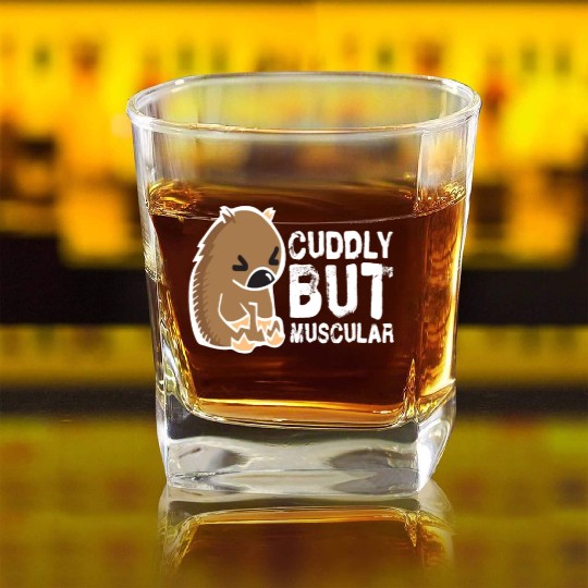 Cuddly But Muscular Wombat Sweet Australia Wild Square Whiskey Glasses