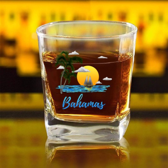 Bahamas Vacation Sailing Square Whiskey Glasses