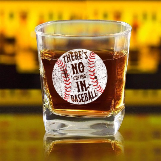 There's No Crying In Baseball I Love Sport Softba Square Whiskey Glasses