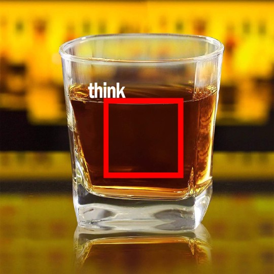 Think outside the Box Clever Lateral thinker Red W Square Whiskey Glasses